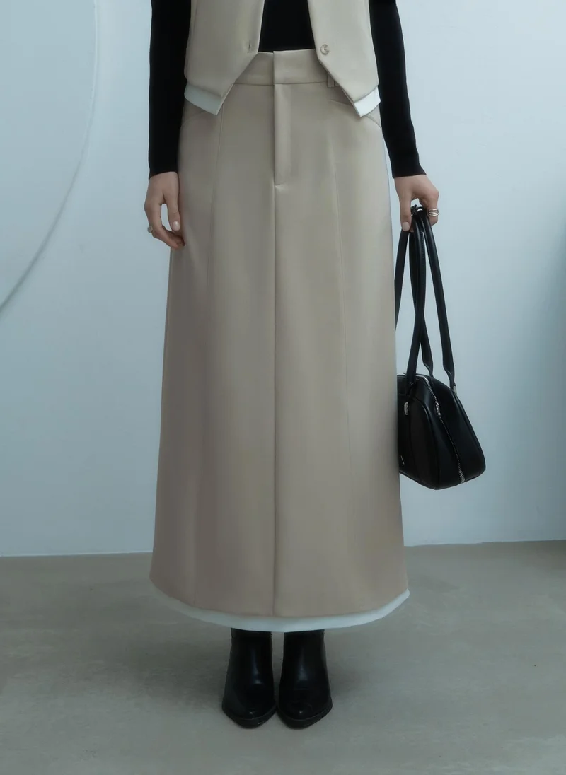 Lichi Straight maxi skirt with contrast inset